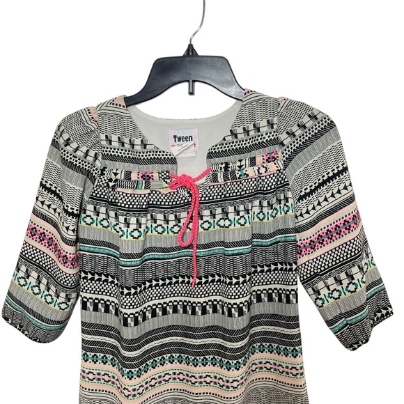 Tween Diva Youth Girl’s Dress Size 10 Multicolor Neon Pink Tassels - Picture 3 of 8